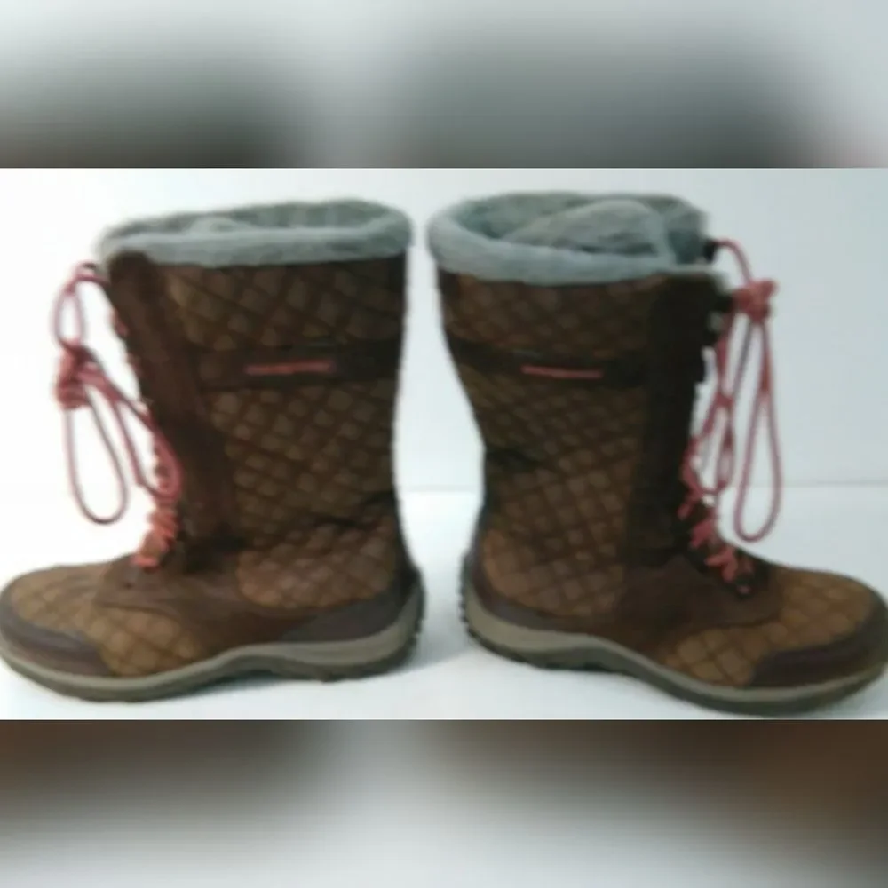 Patagonia Brown Quilted Leather Faux Fur Lined Snow‎ Boots Waterproof